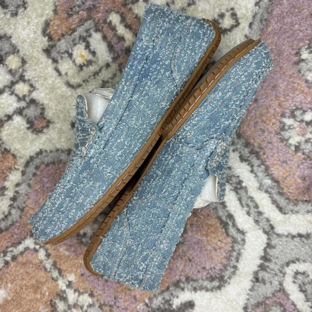 Hush Puppies Cora Loafer 6 Blue Denim Tweed Preppy Slip On Flats Shoes Twee New